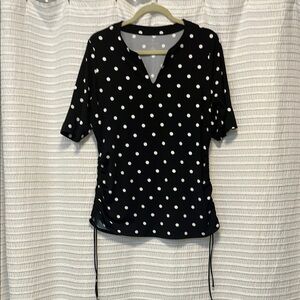 Lands End Black and White Polka Rash Guard